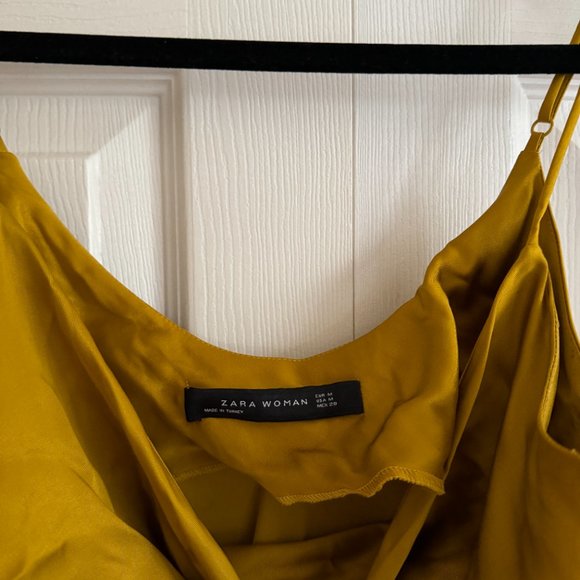 Zara Midi Satin Slip Dress, Golden Mustard Yellow, Size M - Picture 4 of 5